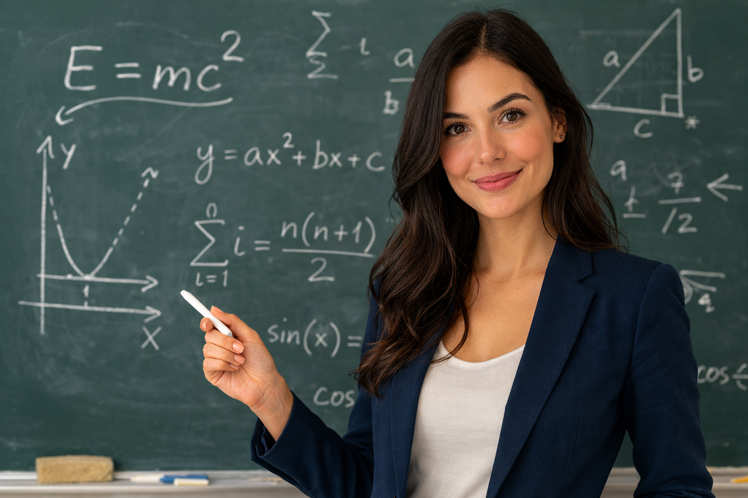 Mathematiklehrerin vor einer Tafel